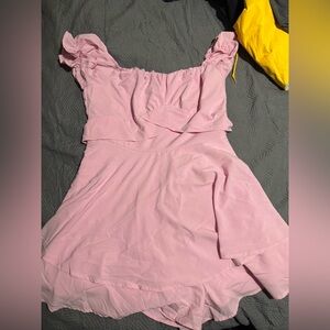 Pink Ruffle Off-Shoulder romper